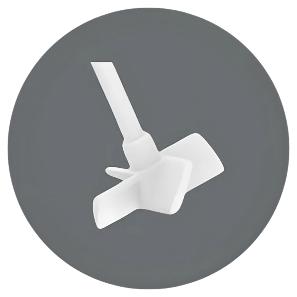 Haste de aço revestida com PTFE tipo hélice da Vortex-R, ideal para agitação eficiente em reatores químicos de laboratório.