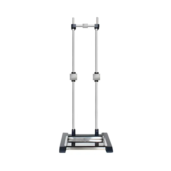 Suporte metálico da Vortex-R para reatores de vidro encamisados, com estrutura robusta para estabilidade e segurança em laboratórios.