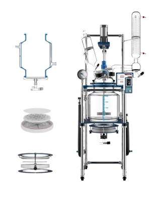 Reator de vidro encamisado da Vortex-R com sistema de filtração, ideal para reatores de vidro com sistema de filtração em laboratórios químicos.