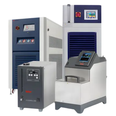 Chillers Huber e Vortex-R para controle de temperatura em reatores de vidro encamisados da Vortex-R