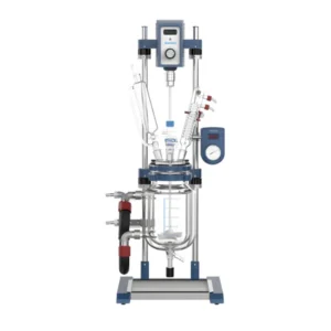 Reator de vidro encamisado de bancada 2L da Vortex-R para processos laboratoriais e industriais.