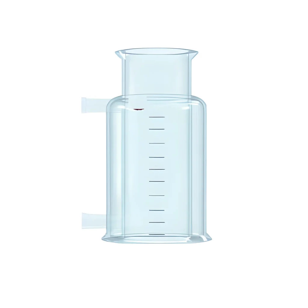Vaso de vidro encamisado 250ml para filtração com saída inferior e flange superior