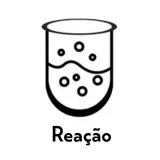 ícone de um vaso de vidro realizando reação química controlada.